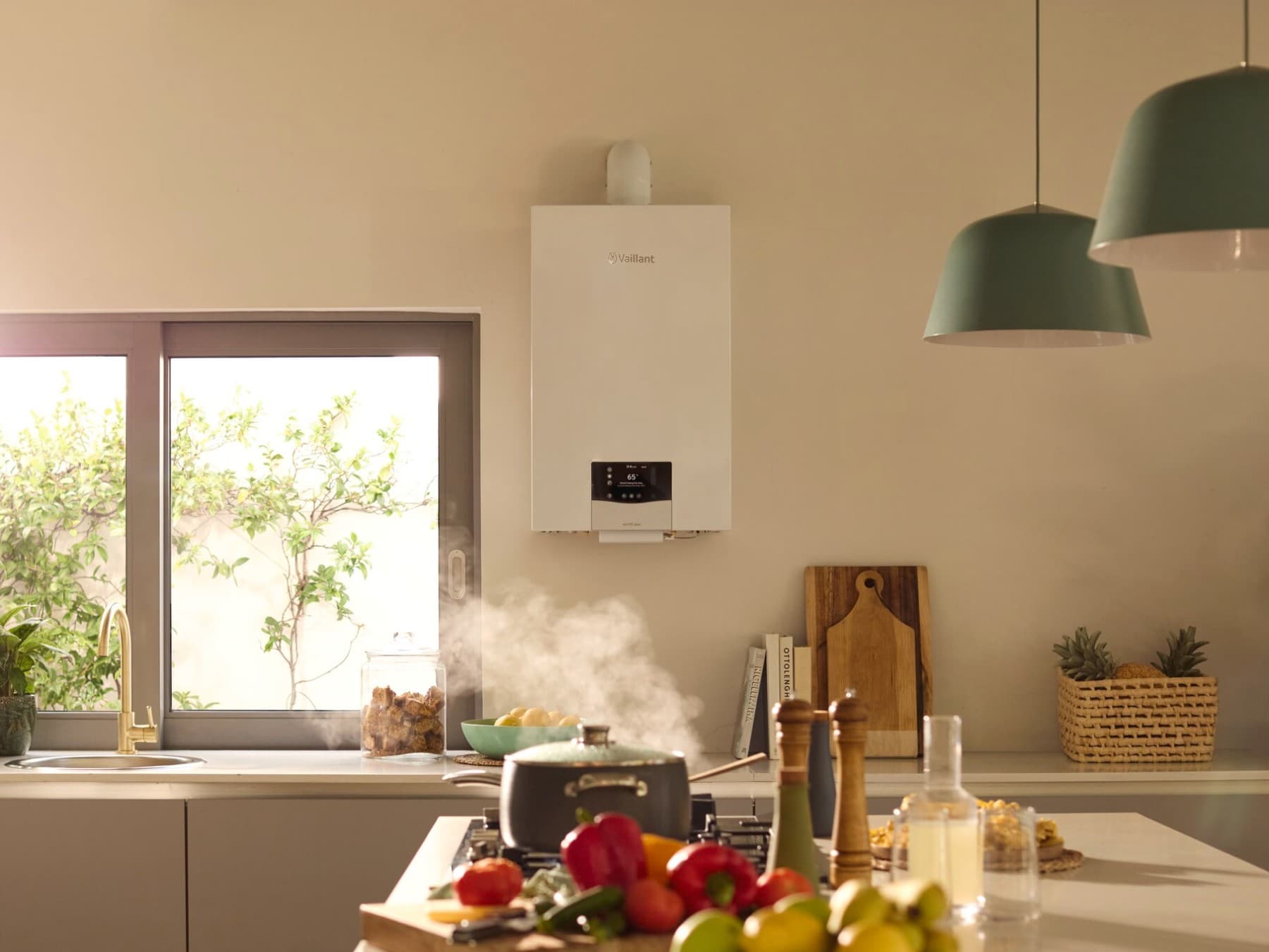 Nástenný plynový kotol ecoTEC plus v kuchyni