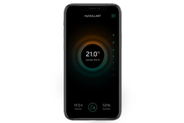 Snímka obrazovky z mobilného telefónu s aplikáciou Vaillant
